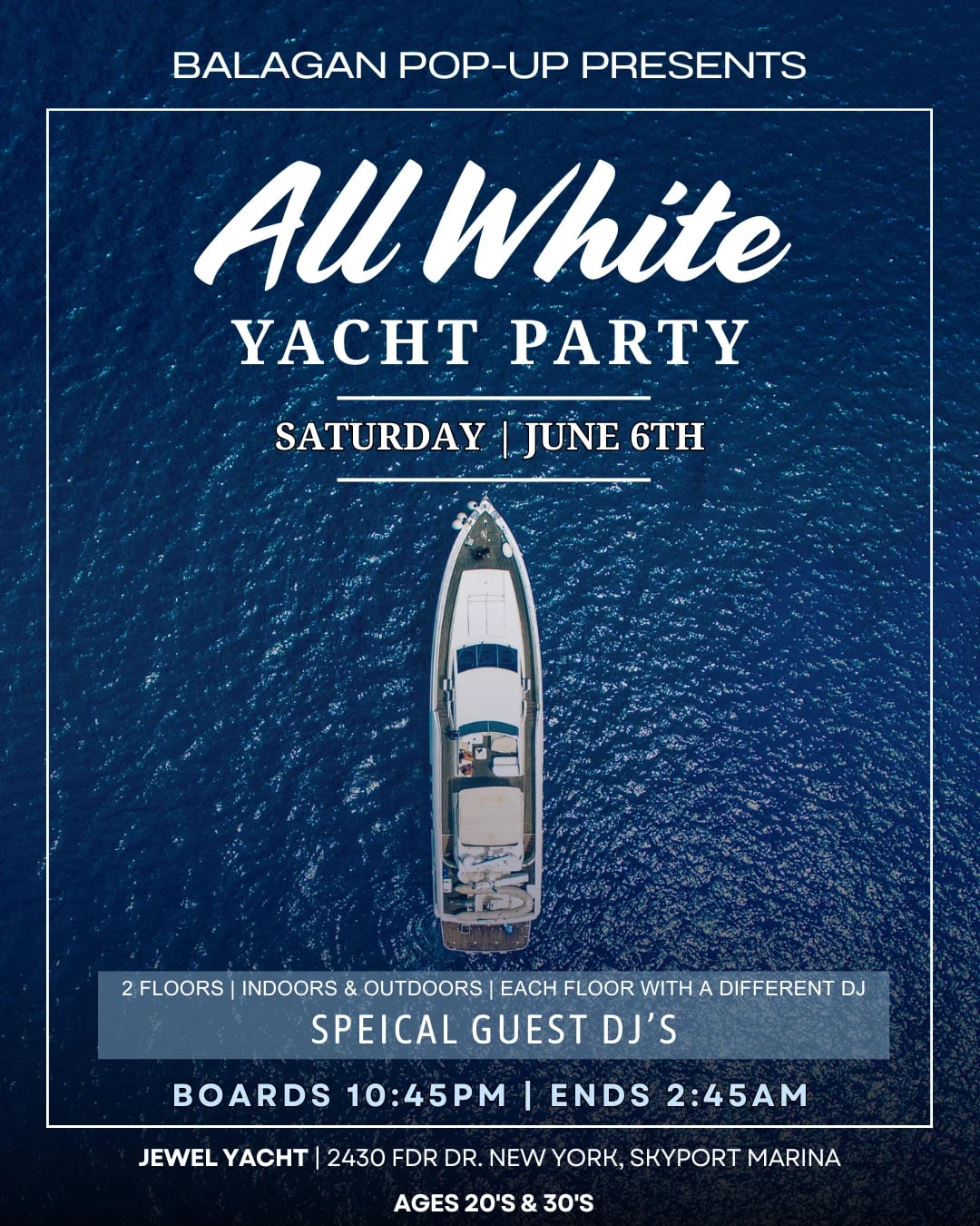 Balagan PopUp White Yacht Party @ Jewel Club Yacht
